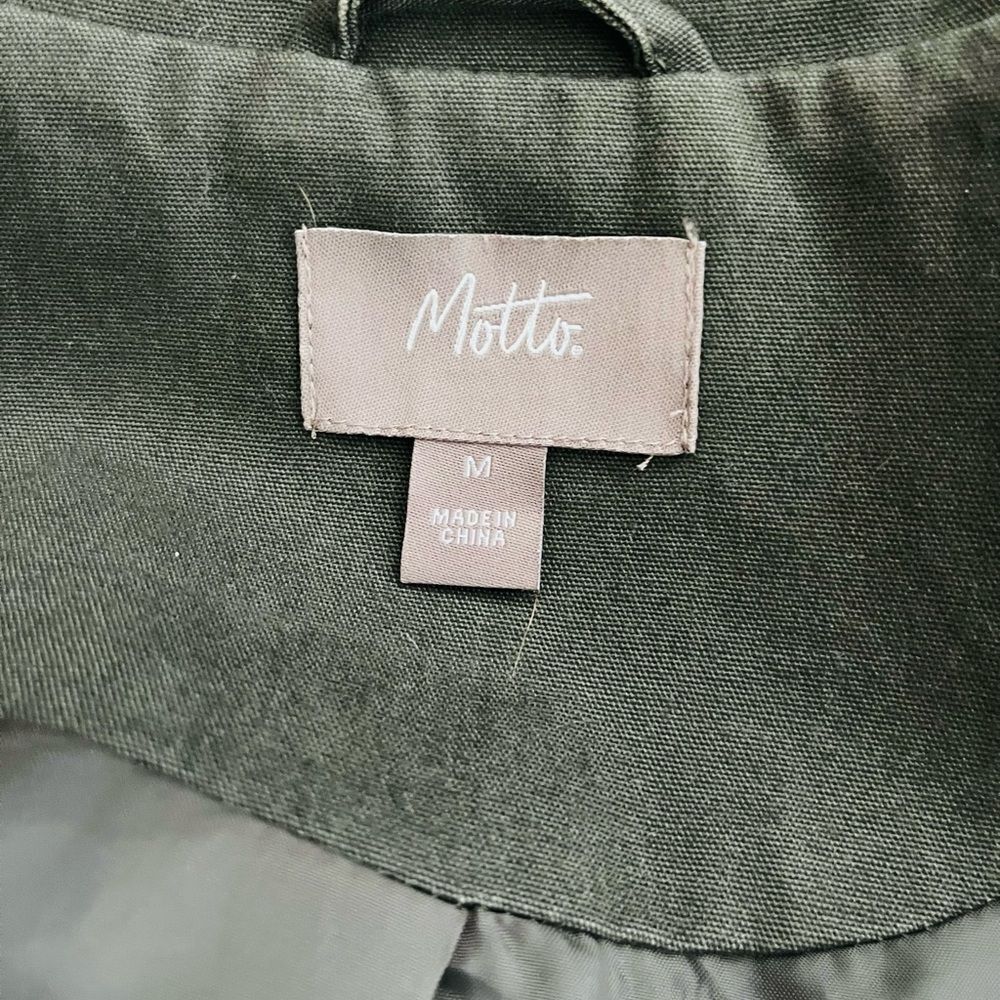 Motto Military Trench Coat with Faux Leather Trim olive green/black size M - Picture 10 of 10